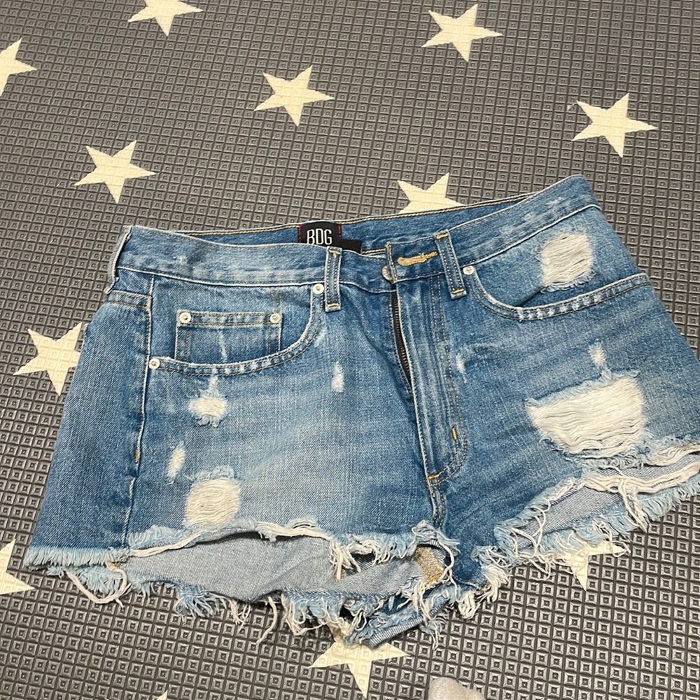 Denim mid rise shorts